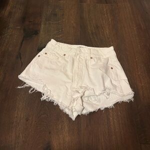 Garage White Distressed Denim Shorts